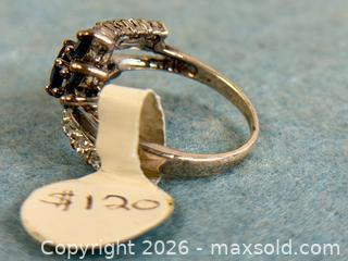 MaxSold Auction: Sterling Silver Sapphire Look Cluster Ring with CZ Accents - Hamilton (Ontario, Canada) SELLER MANAGED Estate Sale Online Auction - Gertrude Street