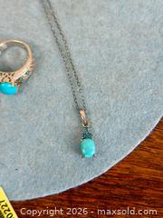 MaxSold Auction: Sterling Silver Turquoise Look Ring & Pendant Set w/ Blue CZ Accents - Hamilton (Ontario, Canada) SELLER MANAGED Estate Sale Online Auction - Gertrude Street