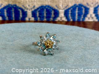 MaxSold Auction: Vintage Style Blue Topaz Flower Ring with Citrine Accent Stones - Hamilton (Ontario, Canada) SELLER MANAGED Estate Sale Online Auction - Gertrude Street