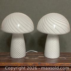 MaxSold Auction: Pair of White Glass Mushroom Table Lamps, Mid-Century Style - Nepean (Ontario, Canada) SELLER MANAGED Estate Sale Online Auction - Bongard Avenue