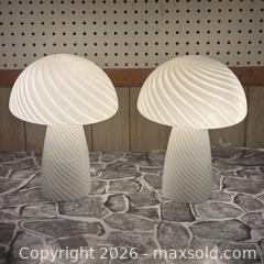 MaxSold Auction: Pair of White Glass Mushroom Table Lamps, Mid-Century Style - Nepean (Ontario, Canada) SELLER MANAGED Estate Sale Online Auction - Bongard Avenue