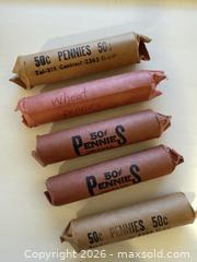 MaxSold Auction: Five Rolls of Wheat Pennies - Mountain View (California, USA) SELLER MANAGED Downsizing Online Auction - Awalt Drive