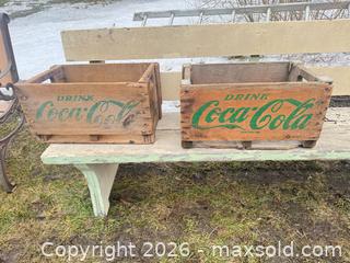 MaxSold Auction: Two vintage green font Coca Cola wood crates  - Elgin (Ontario, Canada) SELLER MANAGED Estate Sale Online Auction - Main Street