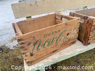 MaxSold Auction: Two vintage green font Coca Cola wood crates  - Elgin (Ontario, Canada) SELLER MANAGED Estate Sale Online Auction - Main Street