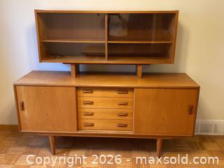 MaxSold Auction: Mid-Century Teak Sideboard with Glass-Front Hutch - Ottawa (Ontario, Canada) PARTNER MANAGED Downsizing Online Auction - Closse Way