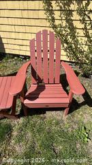 MaxSold Auction: Pair of Red Painted Wood Adirondack Chairs with Side Table - Dedham (Massachusetts, USA) SELLER MANAGED Moving Online Auction - Court Street