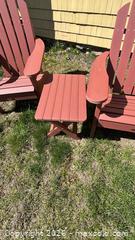 MaxSold Auction: Pair of Red Painted Wood Adirondack Chairs with Side Table - Dedham (Massachusetts, USA) SELLER MANAGED Moving Online Auction - Court Street