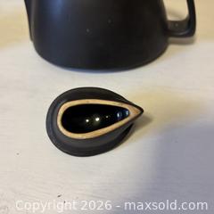 MaxSold Auction: Peter Saenger Black Matte Ceramic Teapot with 2 Matching Mugs - Dedham (Massachusetts, USA) SELLER MANAGED Moving Online Auction - Court Street