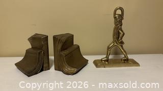 MaxSold Auction: Vintage Mid-Century Brass Bookends with Separate Figurine - Dedham (Massachusetts, USA) SELLER MANAGED Moving Online Auction - Court Street