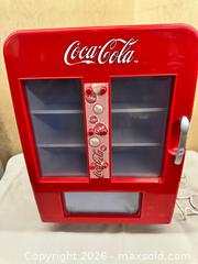 MaxSold Auction: COCA-COLA MINI VENDING MACHINE FRIDGE – WORKING – RETRO DISPLAY COOLER - Hamilton (Ontario, Canada) SELLER MANAGED Reseller Online Auction - Concession 5 Road. East.