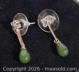 MaxSold Auction: Canadian sterling silver nephrite jade drop earrings.  - View Royal (British Columbia, Canada) SELLER MANAGED Downsizing Online Auction - Pheasant Lane