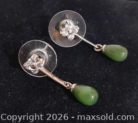MaxSold Auction: Canadian sterling silver nephrite jade drop earrings.  - View Royal (British Columbia, Canada) SELLER MANAGED Downsizing Online Auction - Pheasant Lane