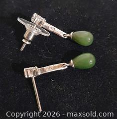 MaxSold Auction: Canadian sterling silver nephrite jade drop earrings.  - View Royal (British Columbia, Canada) SELLER MANAGED Downsizing Online Auction - Pheasant Lane