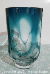 MaxSold Auction: Studio handblown turquoise/clear large heavy glass vase - View Royal (British Columbia, Canada) SELLER MANAGED Downsizing Online Auction - Pheasant Lane