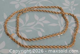 MaxSold Auction: Vintage Monet gold tone rope necklace - View Royal (British Columbia, Canada) SELLER MANAGED Downsizing Online Auction - Pheasant Lane