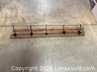 MaxSold Auction: Rustic Industrial Wall Coat Rack with 5 Hooks, Wood & Metal - Washington (District of Columbia, USA) SELLER MANAGED Moving Online Auction - 15th Street Northeast