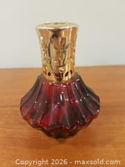 MaxSold Auction: Eden Catalytic Fragrance Lamp – Pleated Red Glass with Gold Crown - Milton (Ontario, Canada) SELLER MANAGED Downsizing Online Auction - Asleton Boulevard