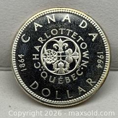 MaxSold Auction: 1964 Canadian Silver Dollar, a commemorative coin issued to mark the 100th anniversary  - Toronto (Ontario, Canada) SELLER MANAGED Reseller Online Auction - Dartmoor Drive
