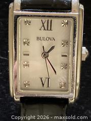 MaxSold Auction: Bulova 96P156 Ladies Diamond MOP Tank Watch - Sapphire Glass OG Band Buckle. - Mississauga (Ontario, Canada) SELLER MANAGED Estate Sale Online Auction - Greenbower Court