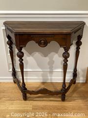 MaxSold Auction: Early 20th Century Edwardian Carved Walnut Stretcher Console Table, Circa 1920s. - Mississauga (Ontario, Canada) SELLER MANAGED Estate Sale Online Auction - Greenbower Court