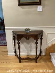 MaxSold Auction: Early 20th Century Edwardian Carved Walnut Stretcher Console Table, Circa 1920s. - Mississauga (Ontario, Canada) SELLER MANAGED Estate Sale Online Auction - Greenbower Court
