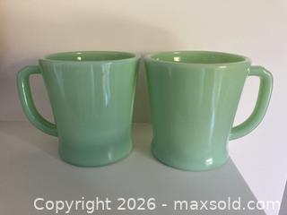 MaxSold Auction: Lot of Two Vintage Original Fire King Jadeite Green Milk Glass Mugs/Coffee Cups.  - Mississauga (Ontario, Canada) SELLER MANAGED Estate Sale Online Auction - Greenbower Court