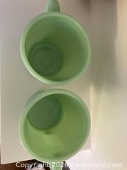 MaxSold Auction: Lot of Two Vintage Original Fire King Jadeite Green Milk Glass Mugs/Coffee Cups.  - Mississauga (Ontario, Canada) SELLER MANAGED Estate Sale Online Auction - Greenbower Court