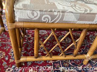 MaxSold Auction: Set of Vintage MCM Franco Albini Style Rattan Bamboo Bench and Two Side Tables with Glass Tops. - Mississauga (Ontario, Canada) SELLER MANAGED Estate Sale Online Auction - Greenbower Court