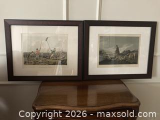 MaxSold Auction: Two Big Antique Aquatints "Spearing the Otter" and "Earth Stopper" by J. Clark, 1820. - Mississauga (Ontario, Canada) SELLER MANAGED Estate Sale Online Auction - Greenbower Court