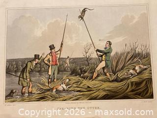 MaxSold Auction: Two Big Antique Aquatints "Spearing the Otter" and "Earth Stopper" by J. Clark, 1820. - Mississauga (Ontario, Canada) SELLER MANAGED Estate Sale Online Auction - Greenbower Court