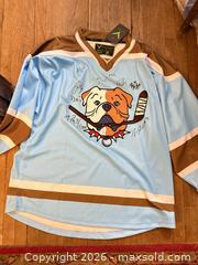 MaxSold Auction: Verbero Sudbury Bulldogs Hockey (from the TV show Shoresy) Jersey, Size M, Light Blue - Toronto (Ontario, Canada) SELLER MANAGED Reseller Online Auction -  West Lynn Avenue