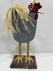 MaxSold Auction: Art Rooster Tabletop Figurine - Wood, Fabric, Straw - New Westminster (British Columbia, Canada) SELLER MANAGED Reseller Online Auction - Columbia Street