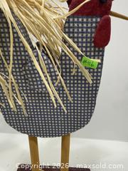 MaxSold Auction: Art Rooster Tabletop Figurine - Wood, Fabric, Straw - New Westminster (British Columbia, Canada) SELLER MANAGED Reseller Online Auction - Columbia Street