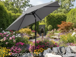 MaxSold Auction: Canvas 7 ft Dark Grey Market/Patio Umbrella - New Westminster (British Columbia, Canada) SELLER MANAGED Reseller Online Auction - Columbia Street