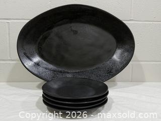 MaxSold Auction: CRATE & BARREL Black Stoneware 5-pc serving set (Matte Finish) - New Westminster (British Columbia, Canada) SELLER MANAGED Reseller Online Auction - Columbia Street