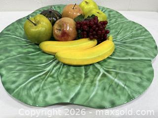 MaxSold Auction: Large Green Botanical Ceramic Platter, 18–19 in Across - New Westminster (British Columbia, Canada) SELLER MANAGED Reseller Online Auction - Columbia Street