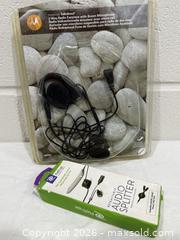 MaxSold Auction: Motorola earpiece with boom mic and ReTrak retractable audio splitter - New Westminster (British Columbia, Canada) SELLER MANAGED Reseller Online Auction - Columbia Street