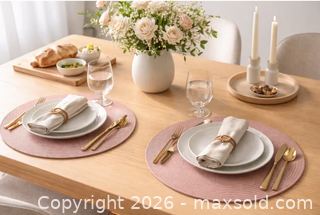 MaxSold Auction:  New ZARA HOME Woven Round Placemats - Set of 2 (Dusty Pink, 15") - New Westminster (British Columbia, Canada) SELLER MANAGED Reseller Online Auction - Columbia Street