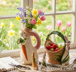 MaxSold Auction: Stunning Country Cottage Bunny Pitcher & Garden Basket Set - 4pc - New Westminster (British Columbia, Canada) SELLER MANAGED Reseller Online Auction - Columbia Street