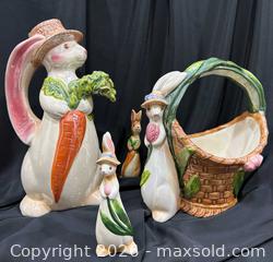 MaxSold Auction: Stunning Country Cottage Bunny Pitcher & Garden Basket Set - 4pc - New Westminster (British Columbia, Canada) SELLER MANAGED Reseller Online Auction - Columbia Street