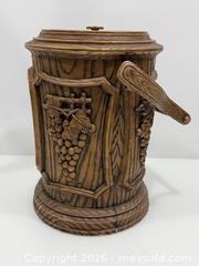 MaxSold Auction: Vintage Mid-Century Faux Wood Ice Bucket with Grape Relief, Made in Hong Kong, Insulated Interior. - New Westminster (British Columbia, Canada) SELLER MANAGED Reseller Online Auction - Columbia Street