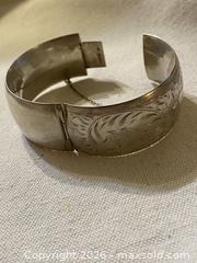 MaxSold Auction: Sterling Silver Hinged Wide Engraved Cuff Bracelet - Toronto (Ontario, Canada) SELLER MANAGED Downsizing Online Auction - O'connor Drive (CONDO)