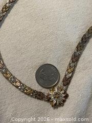 MaxSold Auction: Tri-Color Sterling Silver Floral Necklace & Bracelet Set with CZ - Toronto (Ontario, Canada) SELLER MANAGED Downsizing Online Auction - O'connor Drive (CONDO)