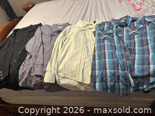 MaxSold Auction: Lot of 4 Cotton Button-Up Shirts, Mixed Sizes & Colors - Canton (Texas, USA) SELLER MANAGED Reseller Online Auction - VZ County Road 1311