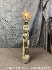 MaxSold Auction: Carved African Tribal Wood Figurine with Natural Fiber Hair, 22 in - Cobourg (Ontario, Canada) SELLER MANAGED Estate Sale Online Auction -  King Street East