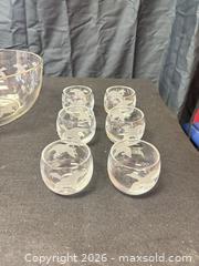 MaxSold Auction: Glass Punch Bowl Set, 12 Pieces, Etched Flying Birds with Gold Accents - Cobourg (Ontario, Canada) SELLER MANAGED Estate Sale Online Auction -  King Street East