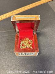 MaxSold Auction: Small Wooden Jewelry Box with Gold Tone Jewelry  - Cobourg (Ontario, Canada) SELLER MANAGED Estate Sale Online Auction -  King Street East