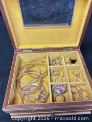 MaxSold Auction: Wooden Jewelry Box with Gold Tone Jewelry  - Cobourg (Ontario, Canada) SELLER MANAGED Estate Sale Online Auction -  King Street East