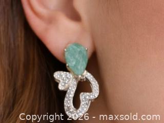 MaxSold Auction: Silver(3.84g)Emerald&CZ Earring - Toronto (Ontario, Canada) PARTNER MANAGED Downsizing Online Auction - Yonge Street