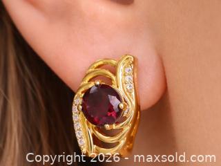 MaxSold Auction: Silver(4.02g)Garnet&CZ Earring  - Toronto (Ontario, Canada) PARTNER MANAGED Downsizing Online Auction - Yonge Street